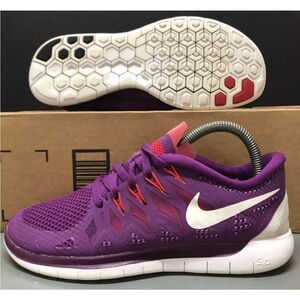 Nike Free 5.0 Women's Sz 7.5M Purp/Hyper Pink/White 642199-501 Great clean Cond.